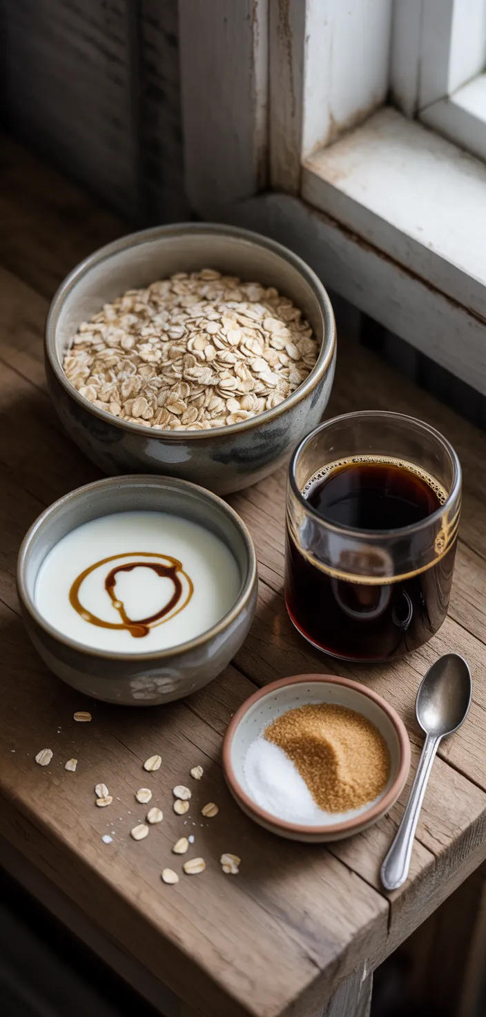 Ingredients photo for Brown Sugar Shaken Espresso Overnight Oats Recipe
