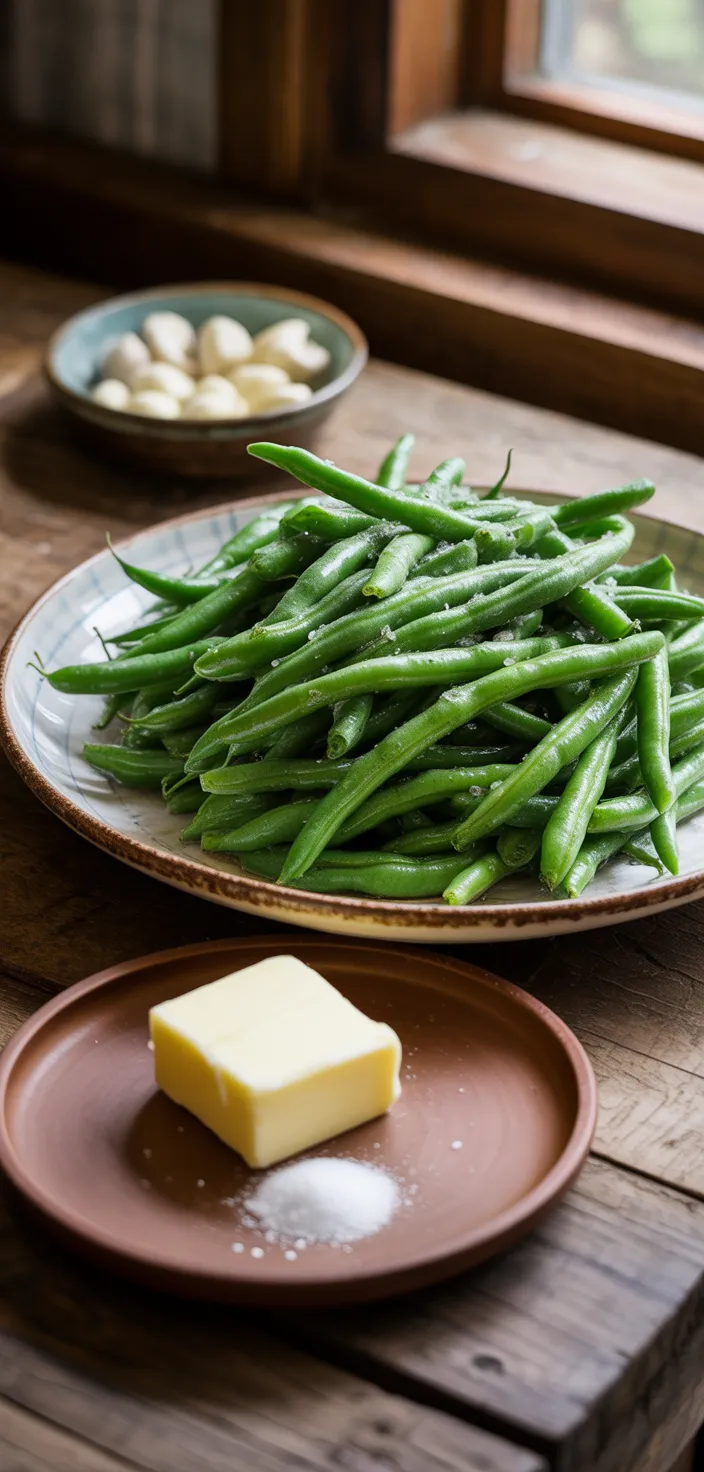 Ingredients photo for Buttery Garlic Sauteed Green Beans Recipe