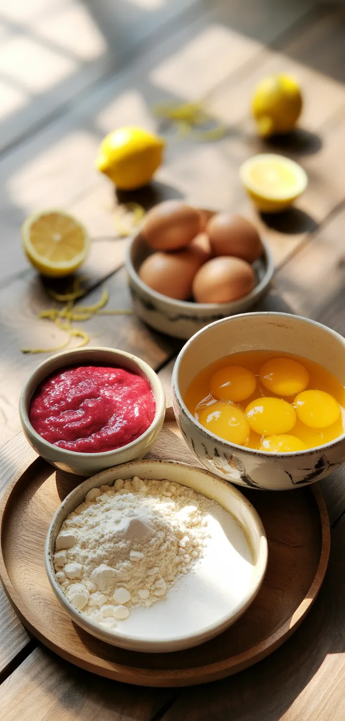 Ingredients photo for Lemon Raspberry Macarons Recipe (video)