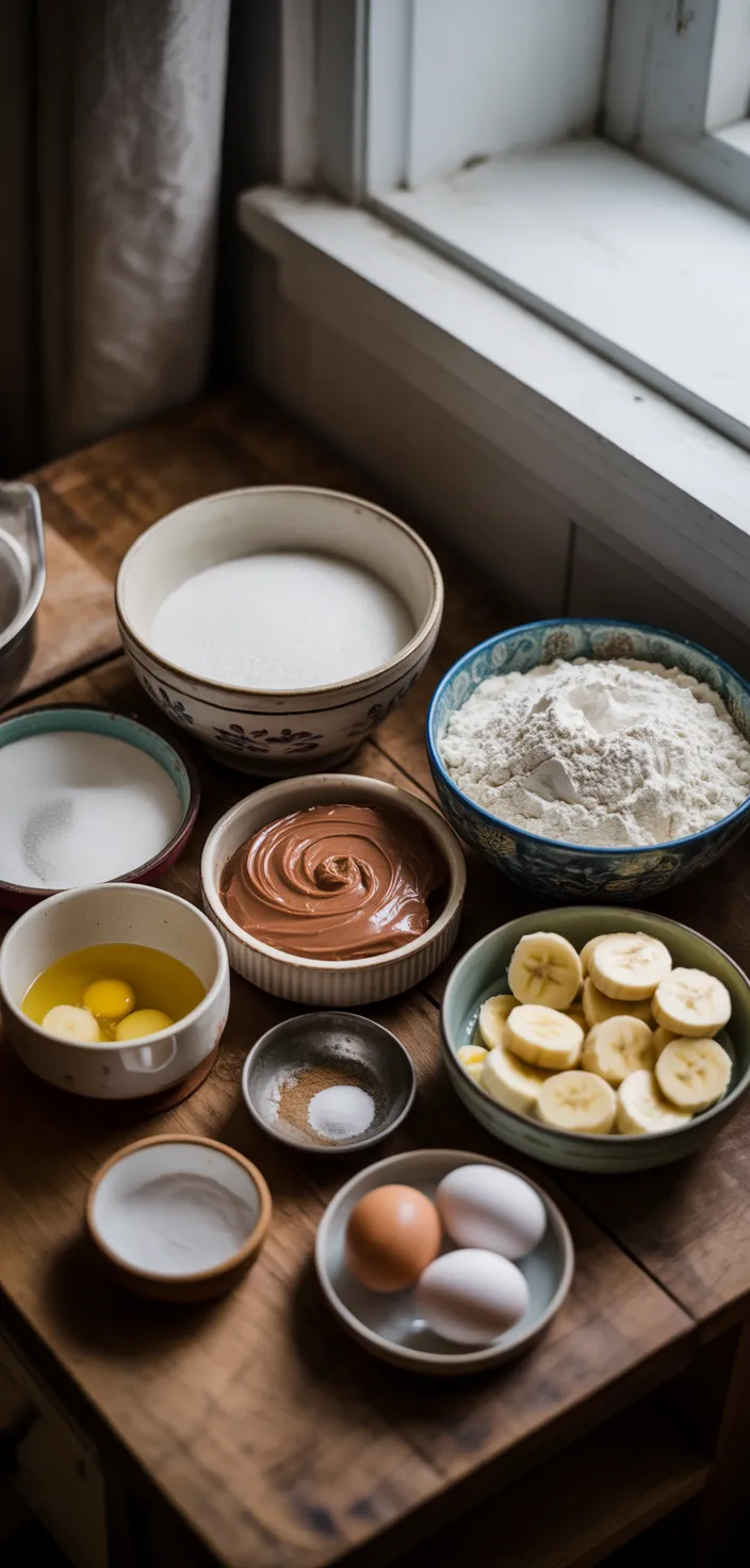 Ingredients photo for Nutella Banana Swirl Muffins Recipe