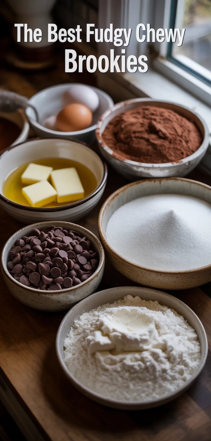 Ingredients photo for The Best Fudgy Chewy Browkies (Brookies) Recipe