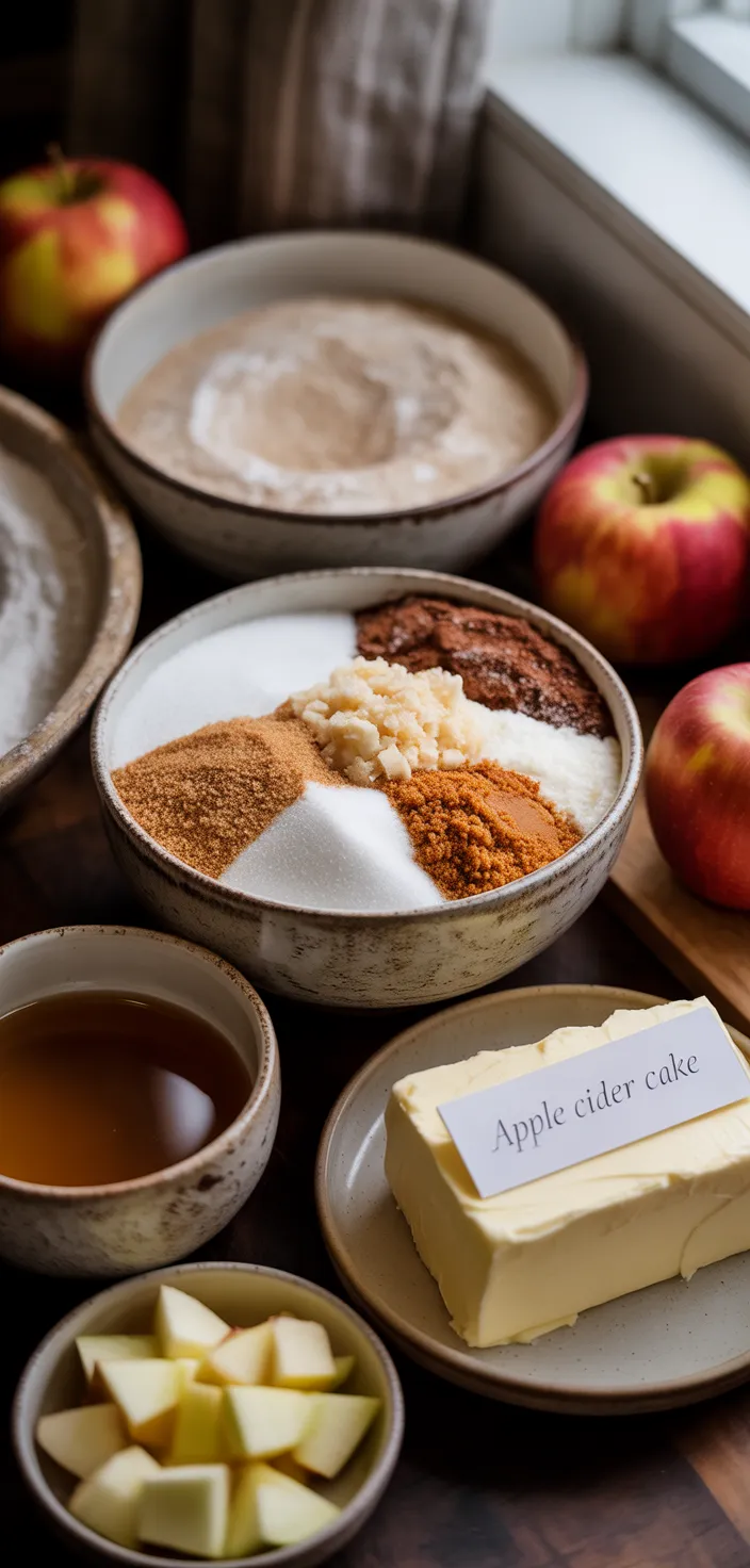 Ingredients photo for Apple Cider Cake With Salted Caramel Buttercream Recipe