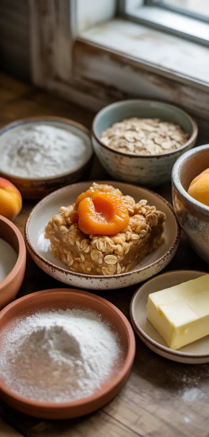 Ingredients photo for Apricot Oatmeal Crumble Bars Recipe