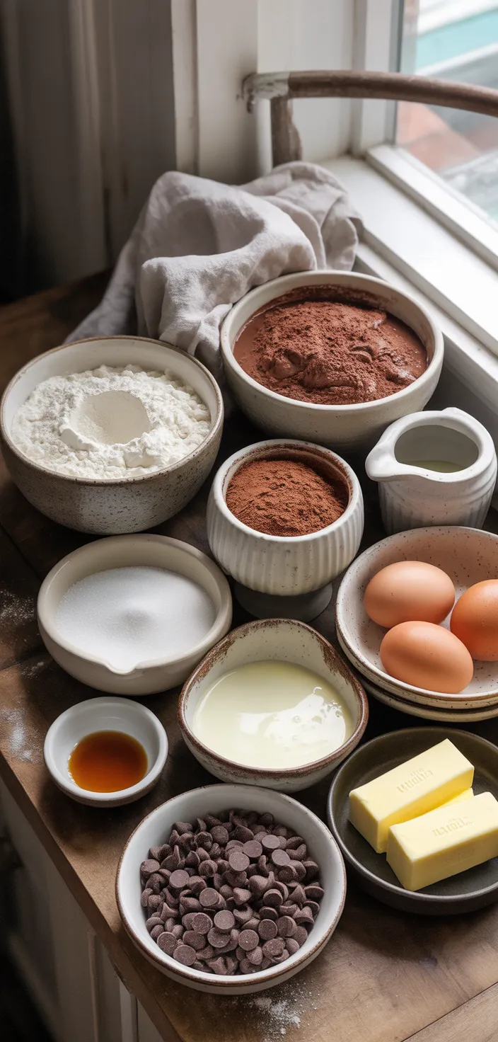 Ingredients photo for Copycat COSTCO Double Chocolate Chip Muffins Recipe