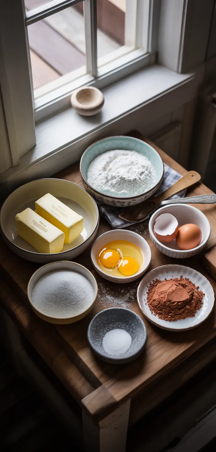 Ingredients photo for Fudgy Brownie Crinkle Cookies Recipe