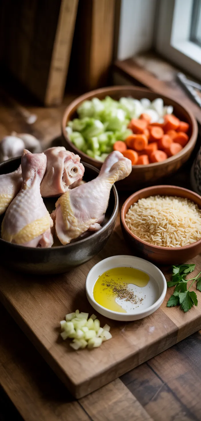 Ingredients photo for Homemade Chicken And Rice Soup Recipe