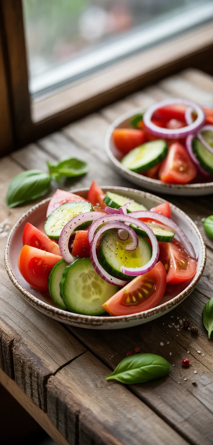 Ingredients photo for Marinated Cucumber Tomato And Onion Salad Recipe