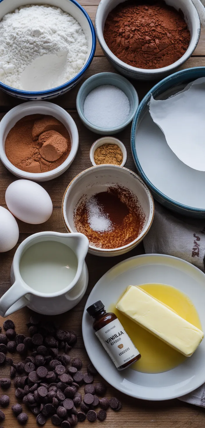 Ingredients photo for Mocha Chocolate Cupcakes Recipe