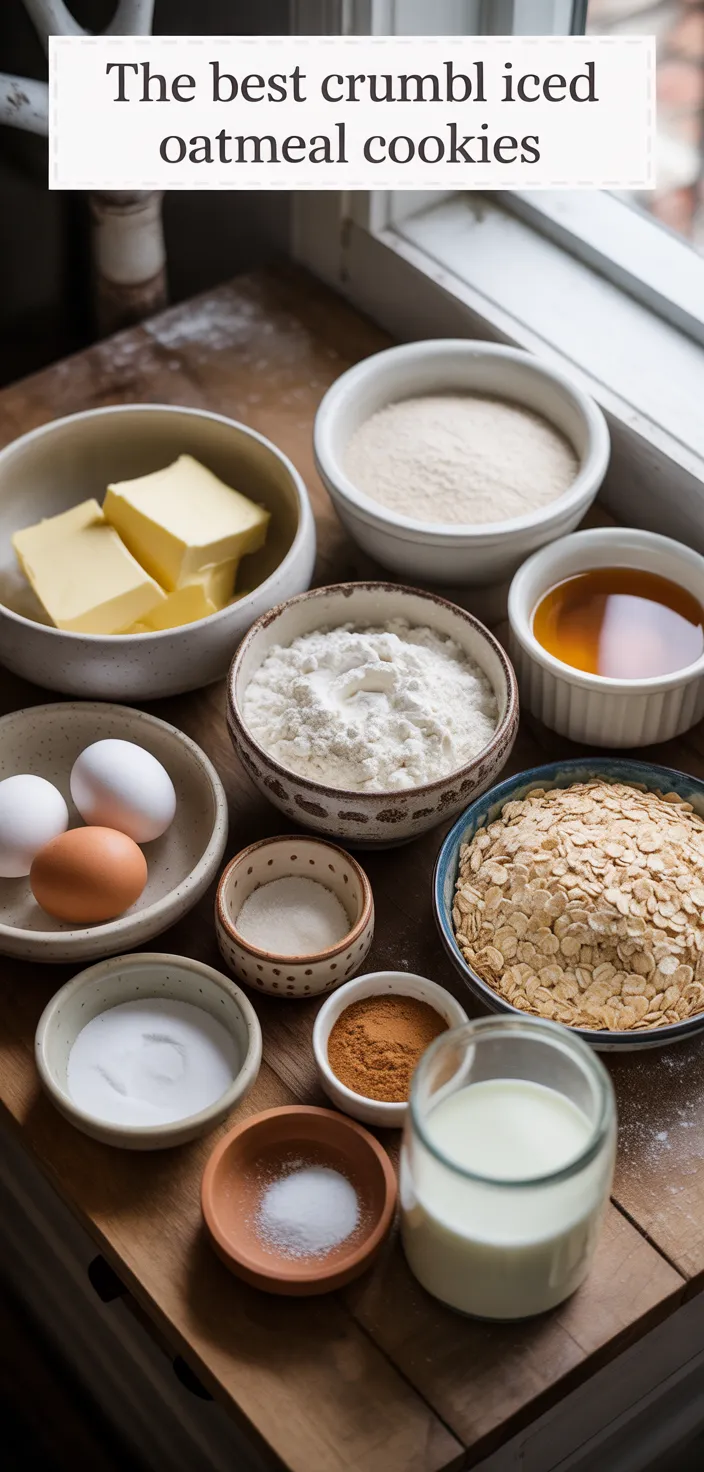 Ingredients photo for The Best Crumbl Iced Oatmeal Cookies Recipe