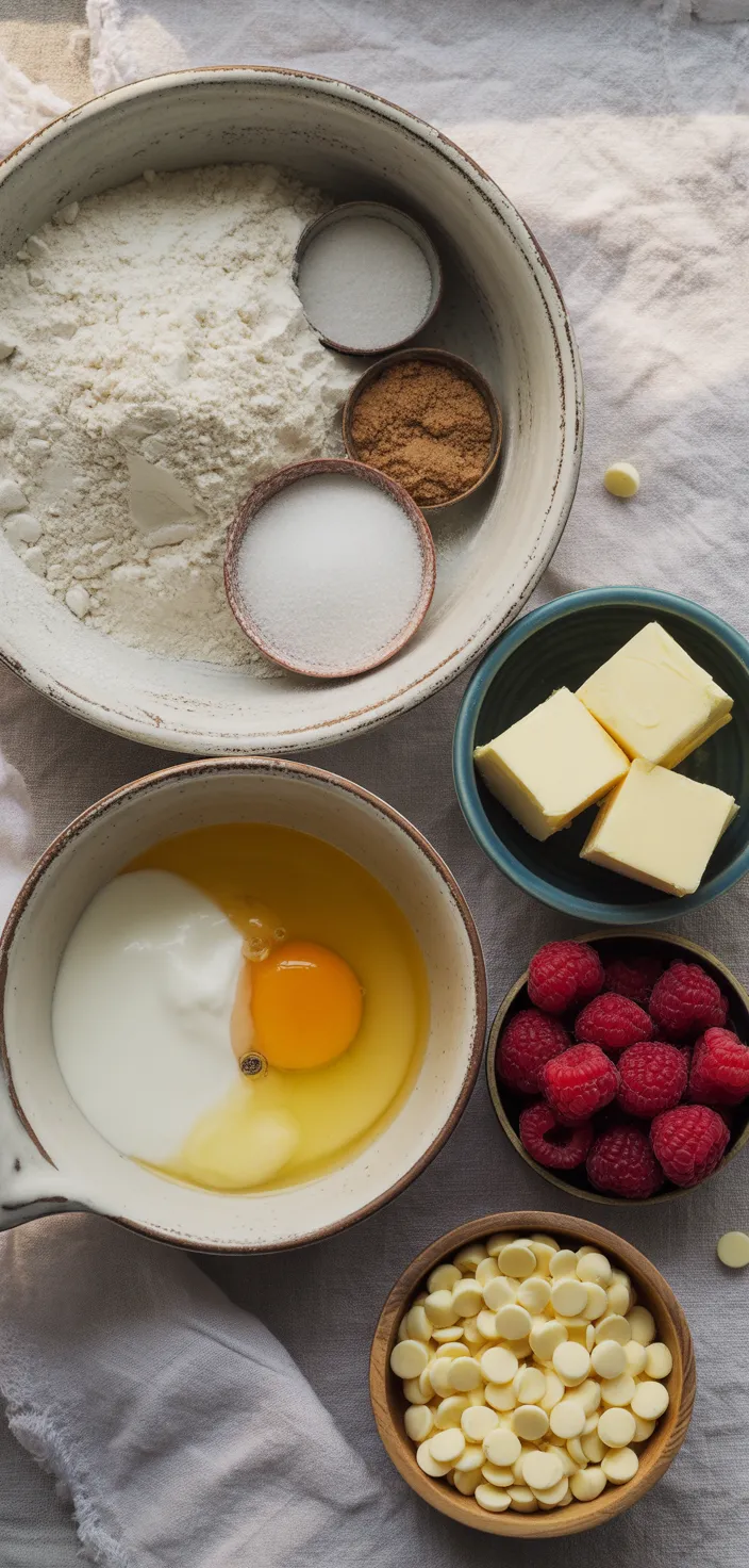 Ingredients photo for White Chocolate Raspberry Scones Recipe