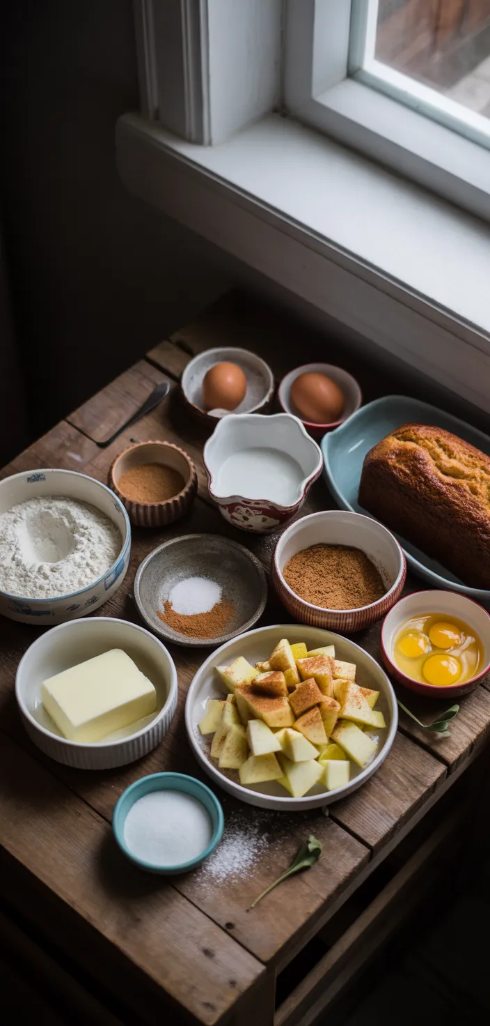 Ingredients photo for Apple Cinnamon Loaf Cake Recipe
