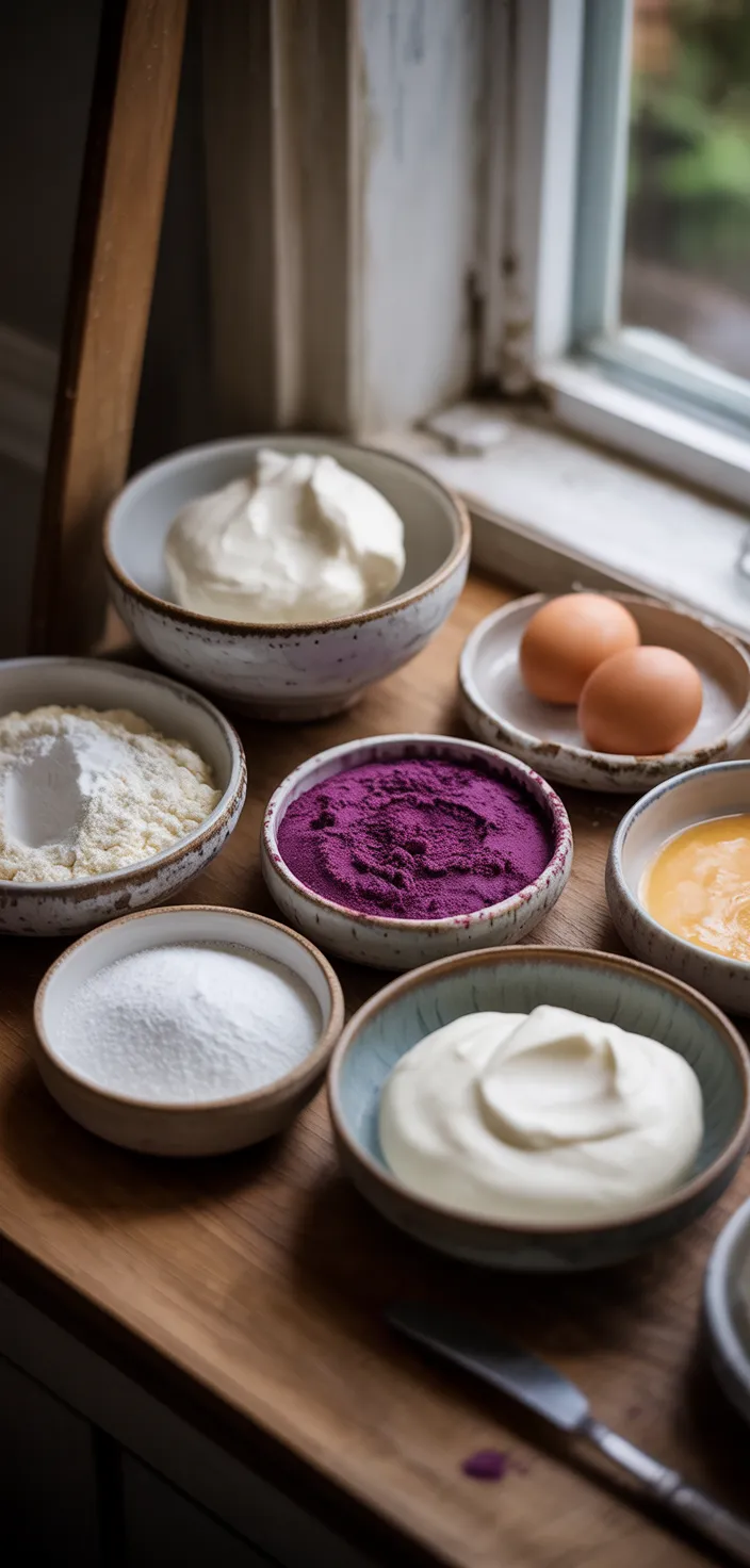 Ingredients photo for Blueberry Macarons With Blueberry Mascarpone Cream Recipe