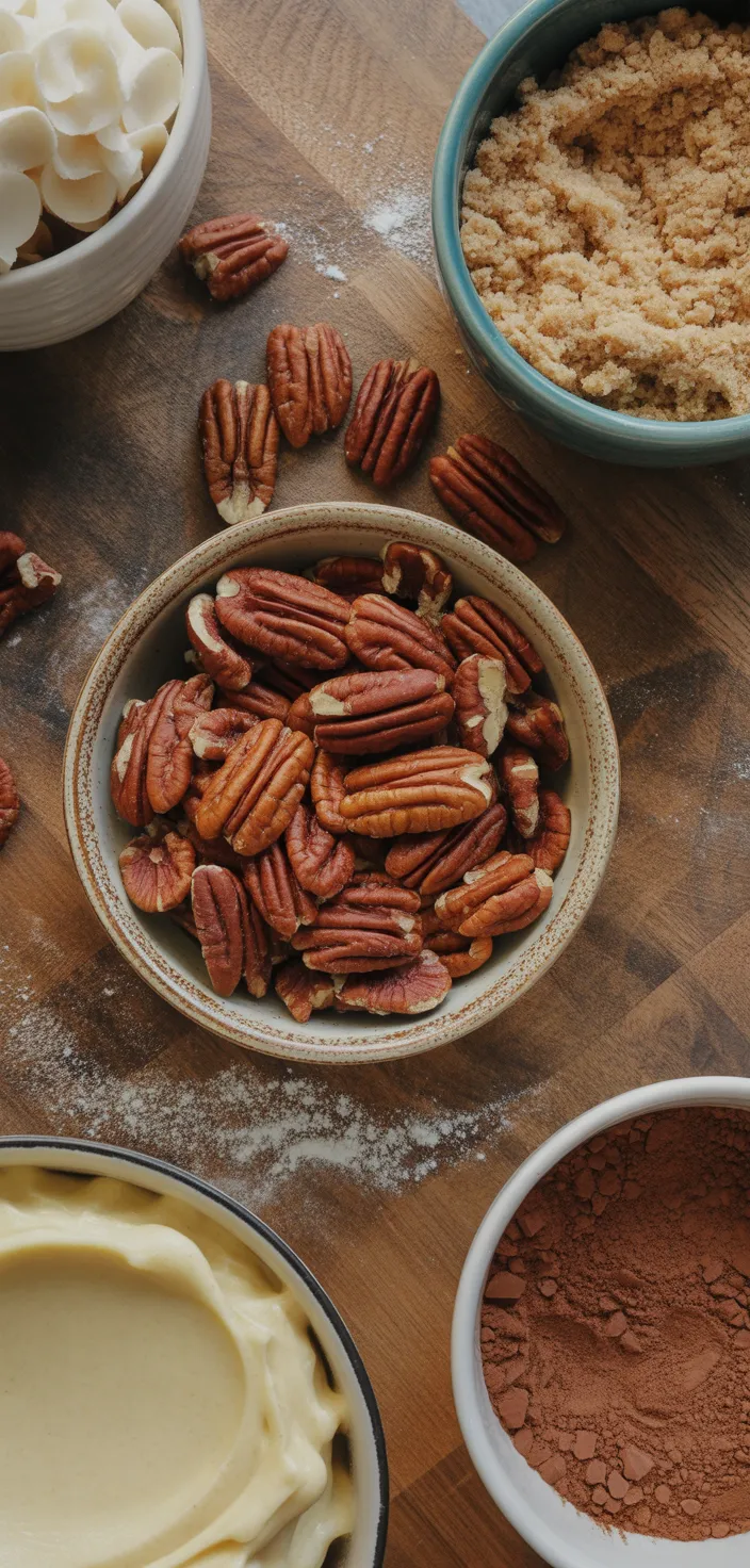 Ingredients photo for Chocolate Bourbon Pecan Pie Cupcakes With Butter Pecan Frosting Recipe