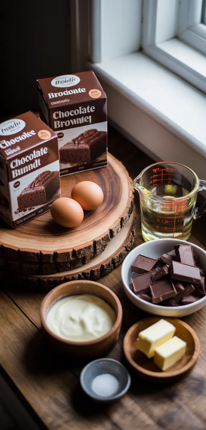 Ingredients photo for Chocolate Brownie Bundt Cake Recipe