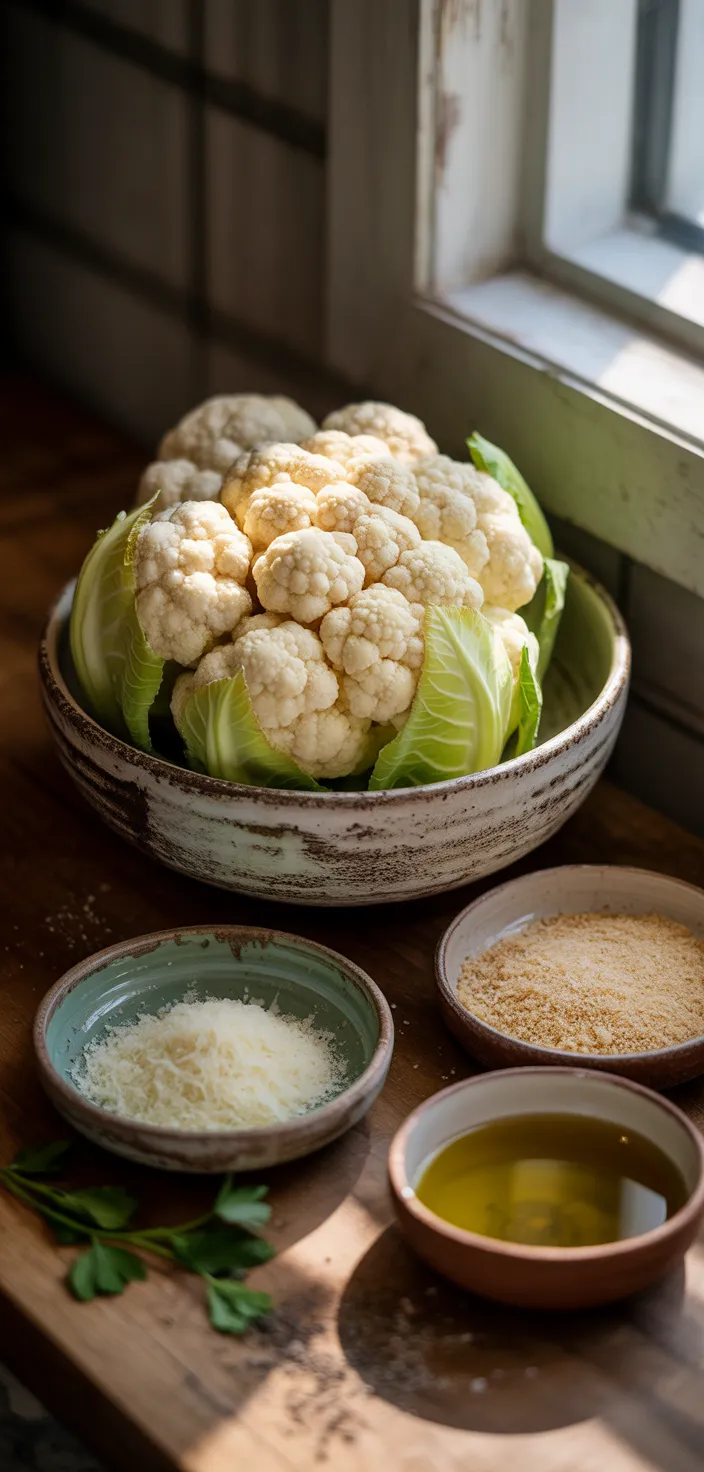 Ingredients photo for Crispy Parmesan Roasted Cauliflower Recipe