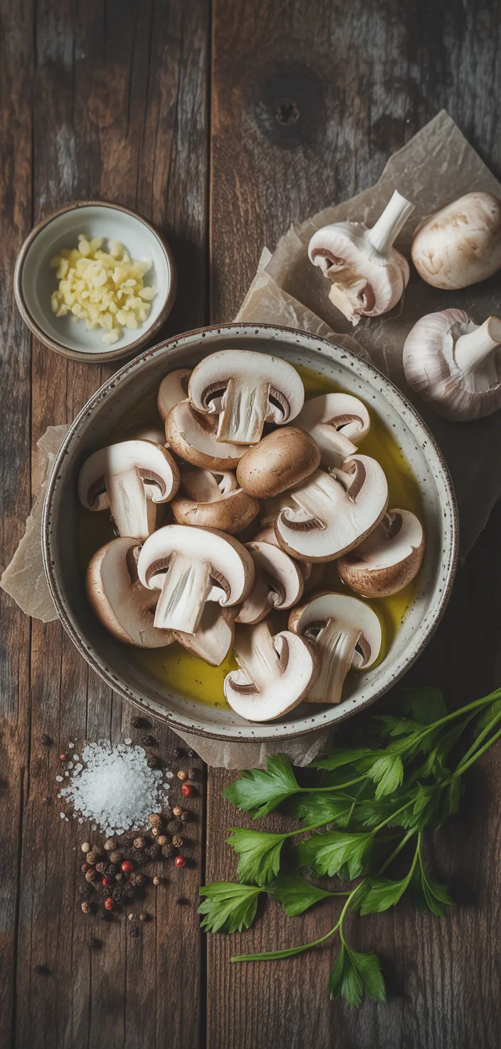 Ingredients photo for Easy Sauteed Mushrooms With Garlic Butter Recipe