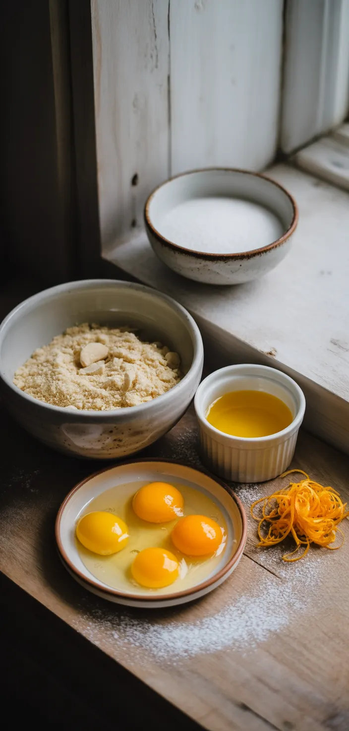 Ingredients photo for Flourless Orange And Almond Cakes Recipe