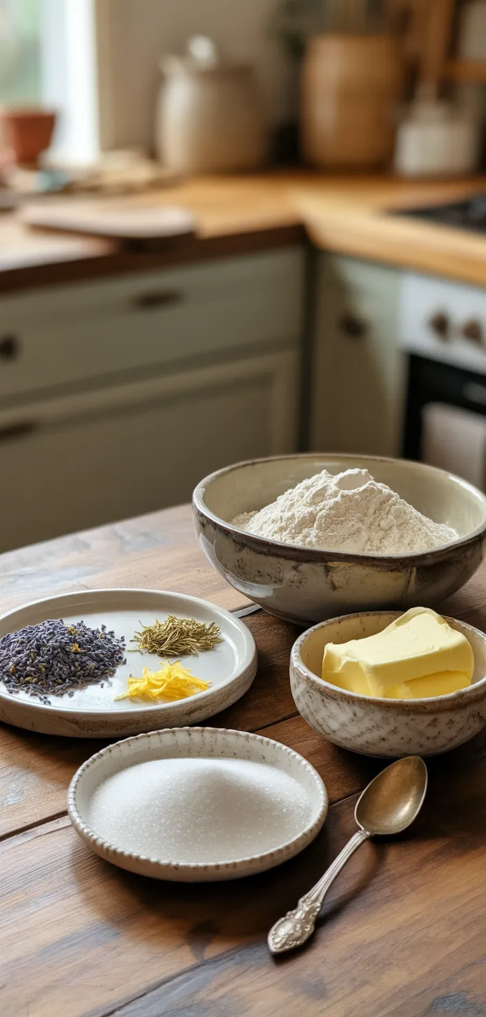 Ingredients photo for Lavender Earl Grey Cake Recipe With Honey Lemon Glaze