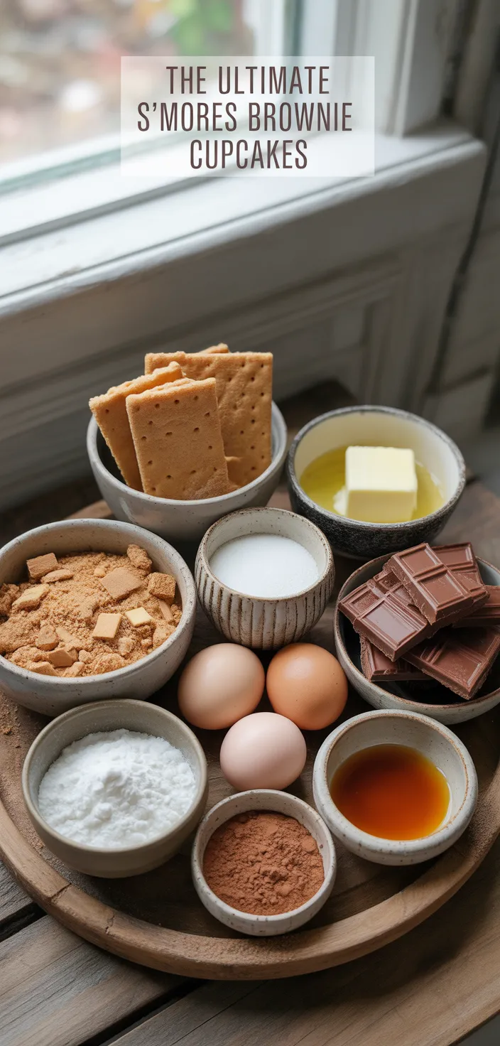 Ingredients photo for The Ultimate S'mores Brownie Cupcakes Recipe