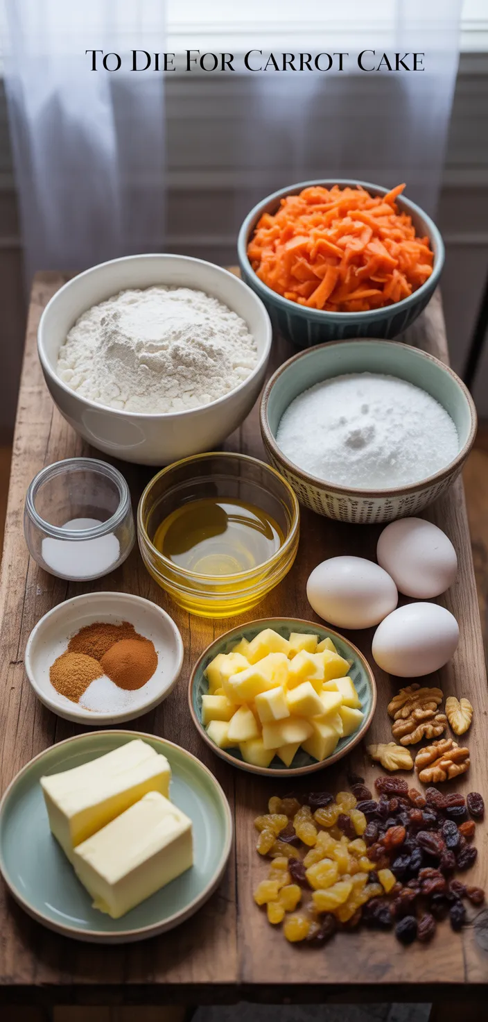 Ingredients photo for To Die For Carrot Cake Recipe