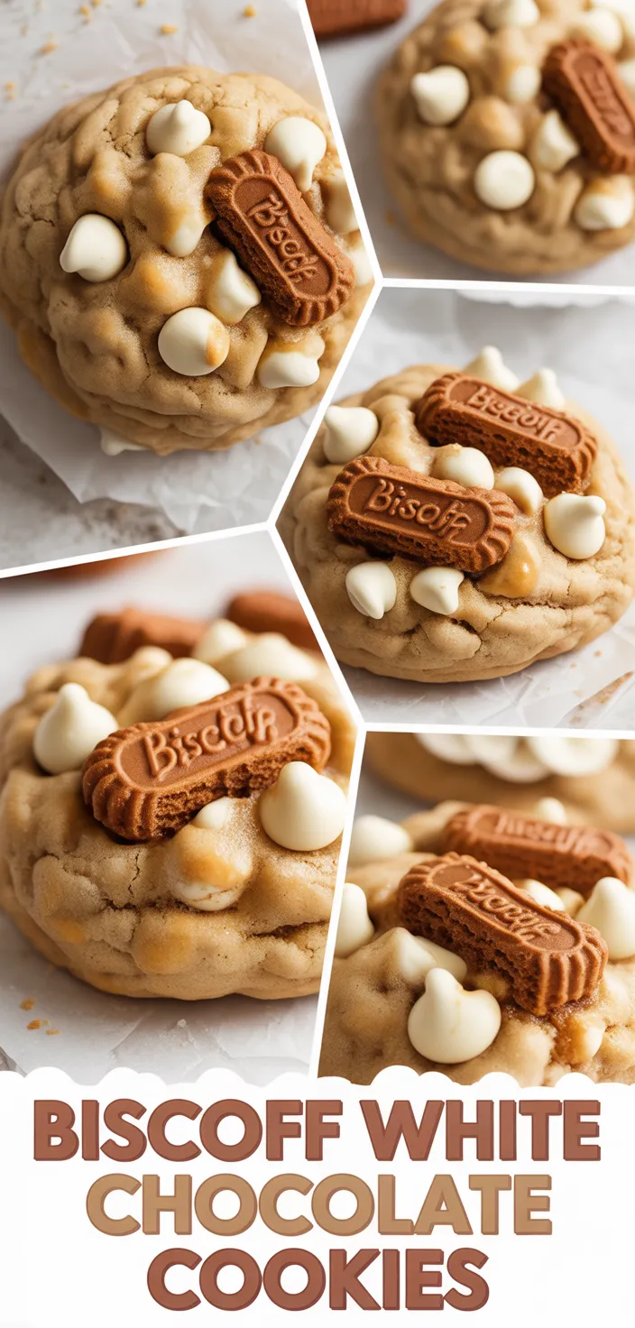 A photo of Biscoff Cookie Butter White Chocolate Chip Cookies Recipe