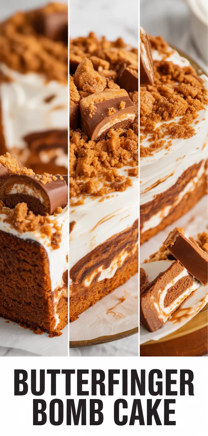 A photo of Butterfinger Bomb Cake Recipe