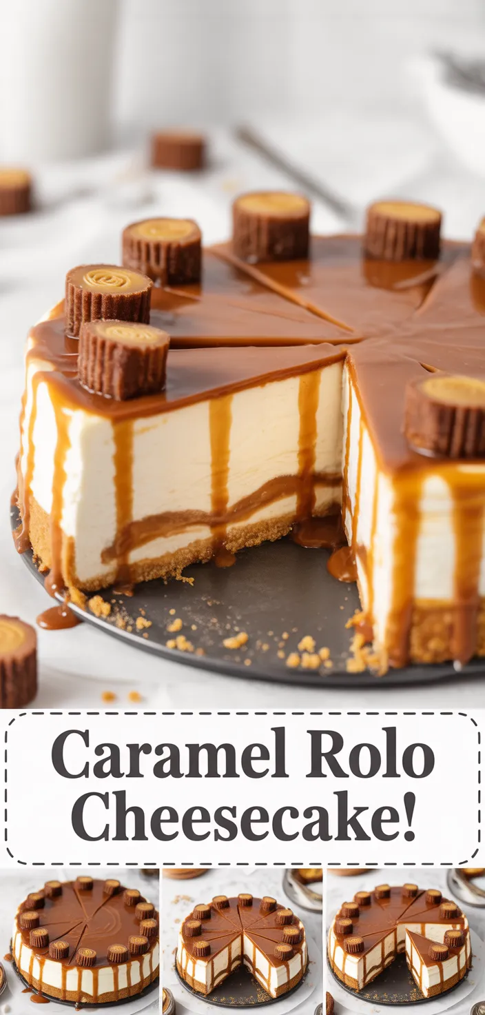 A photo of Caramel Rolo Cheesecake!  Recipe