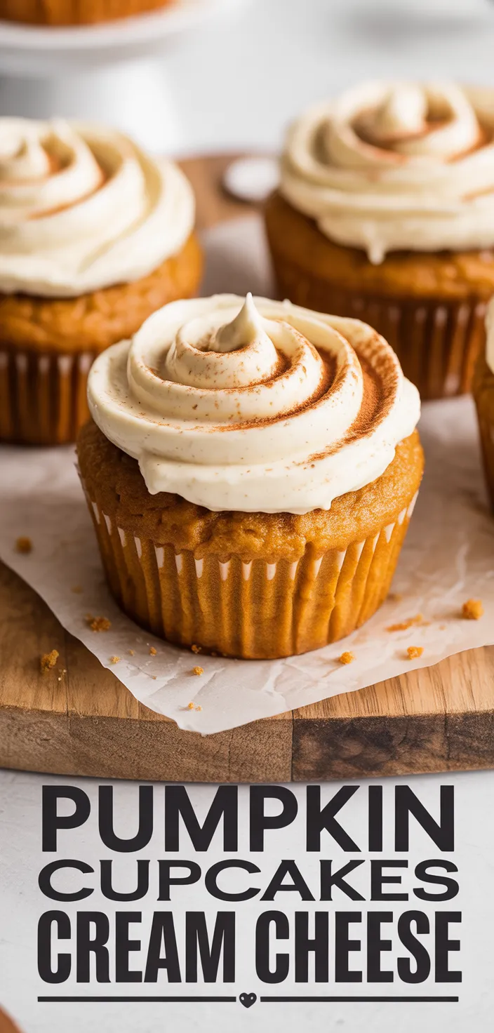 A photo of Pumpkin Cupcakes With Cinnamon Cream Cheese Frosting Recipe