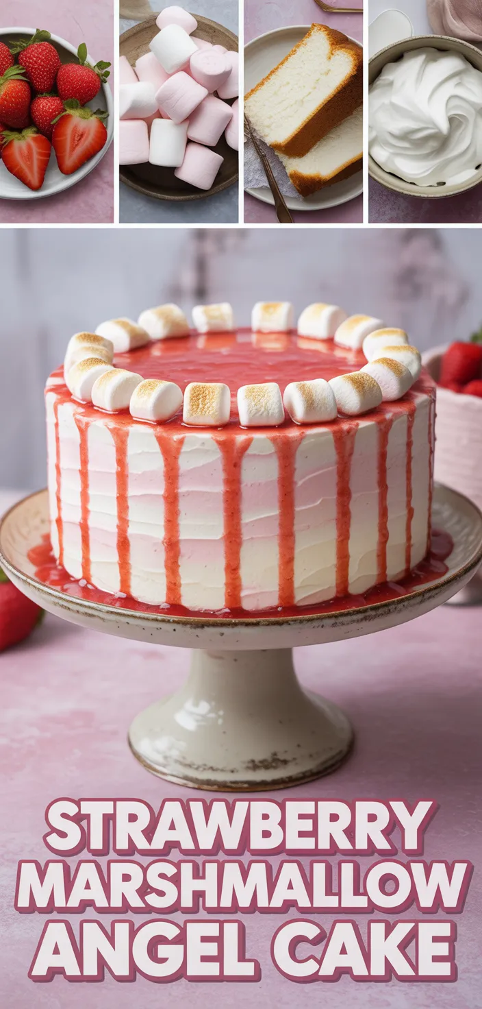 A photo of Strawberry Marshmallow Angel Cake Recipe
