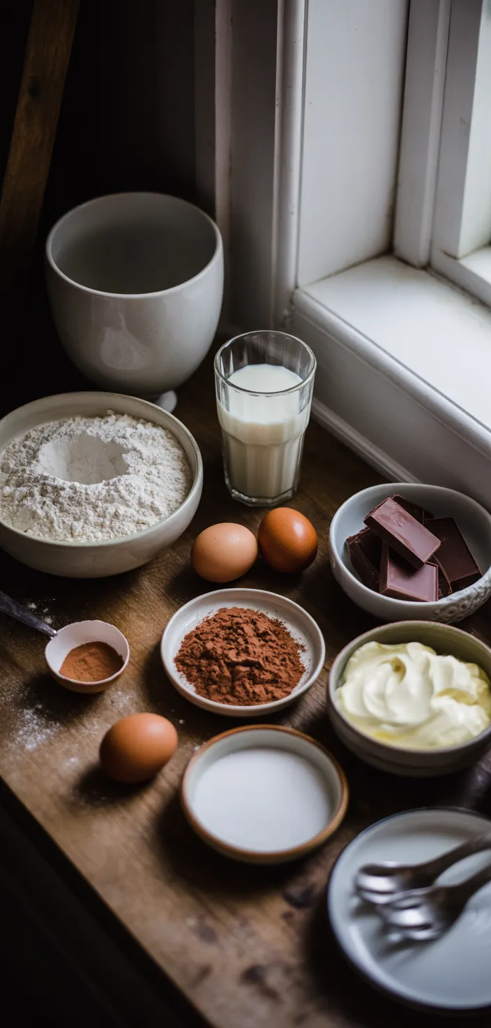Ingredients photo for Dark Chocolate Mousse Cake Recipe