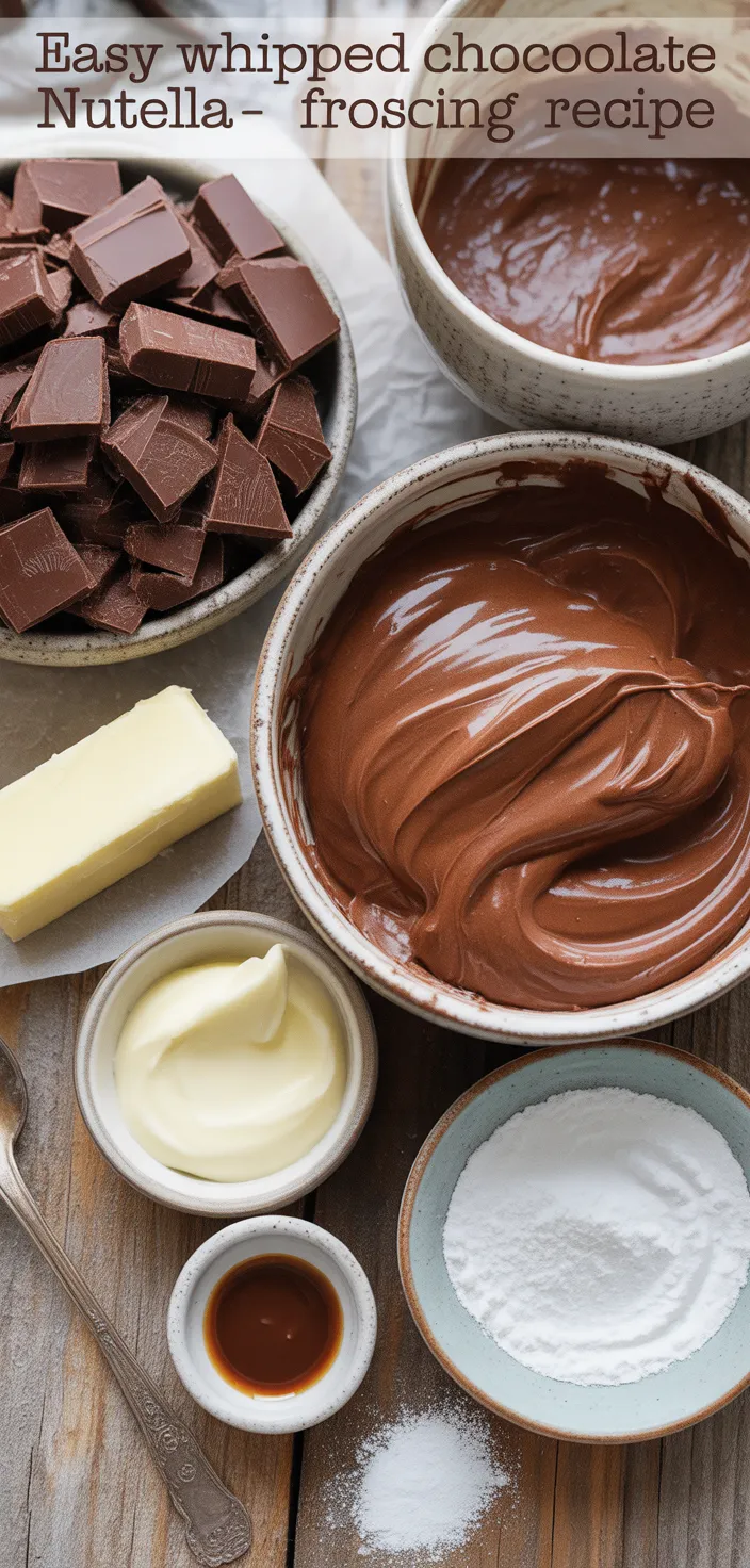 Ingredients photo for Easy Whipped Chocolate Nutella Ganache Frosting Recipe