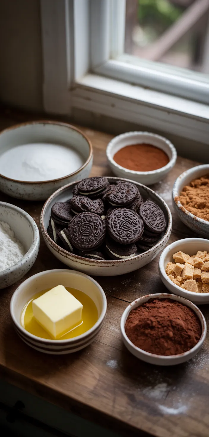 Ingredients photo for Fudgy Oreo Brownies Recipe