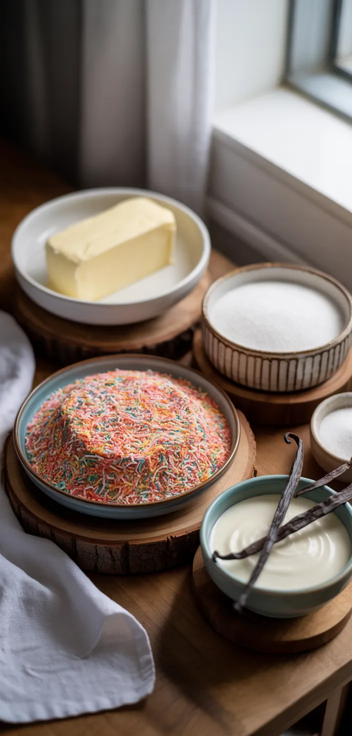 Ingredients photo for Gluten Free Pound Cake With Sprinkles Recipe