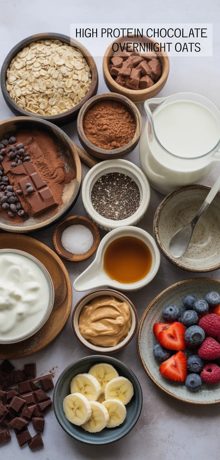 Ingredients photo for High Protein Chocolate Overnight Oats Recipe