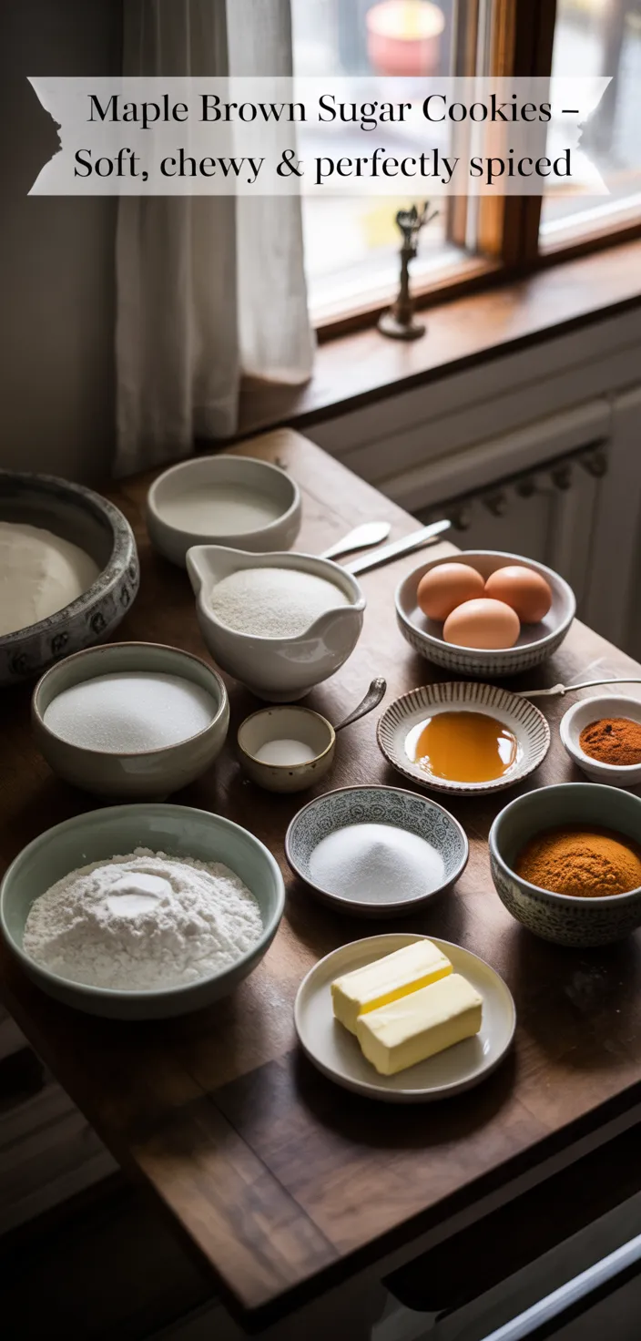 Ingredients photo for Maple Brown Sugar Cookies – Soft, Chewy & Perfectly Spiced Recipe