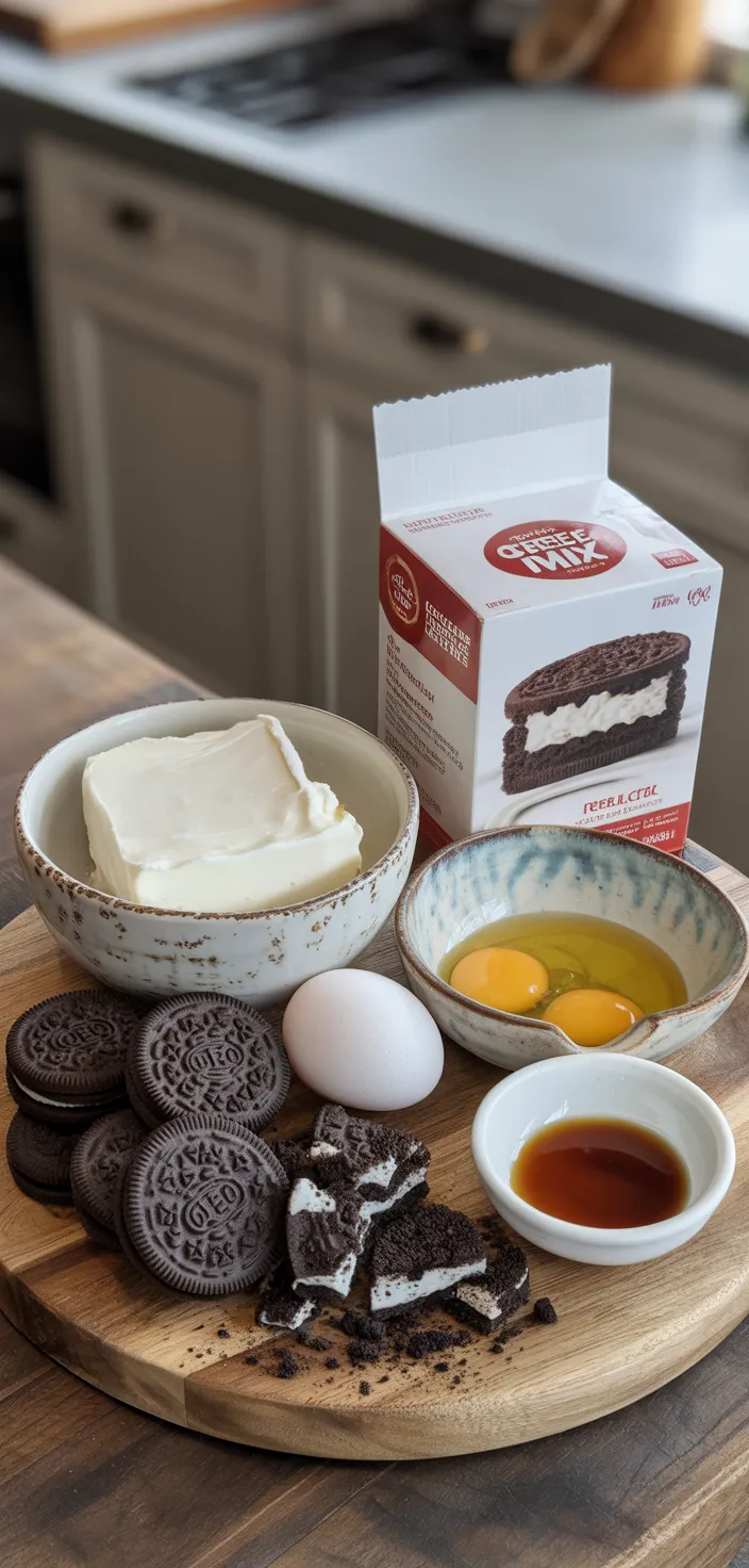 Ingredients photo for Oreo Cheesecake Cookies Recipe