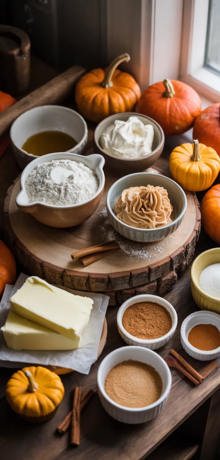 Ingredients photo for Pumpkin Cupcakes With Cinnamon Cream Cheese Frosting Recipe