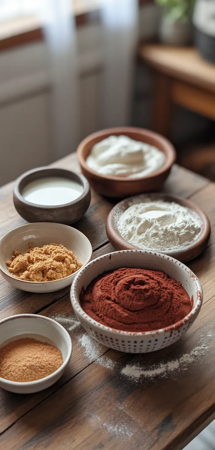 Ingredients photo for Red Velvet Cinnamon Rolls With Cream Cheese Frosting Recipe