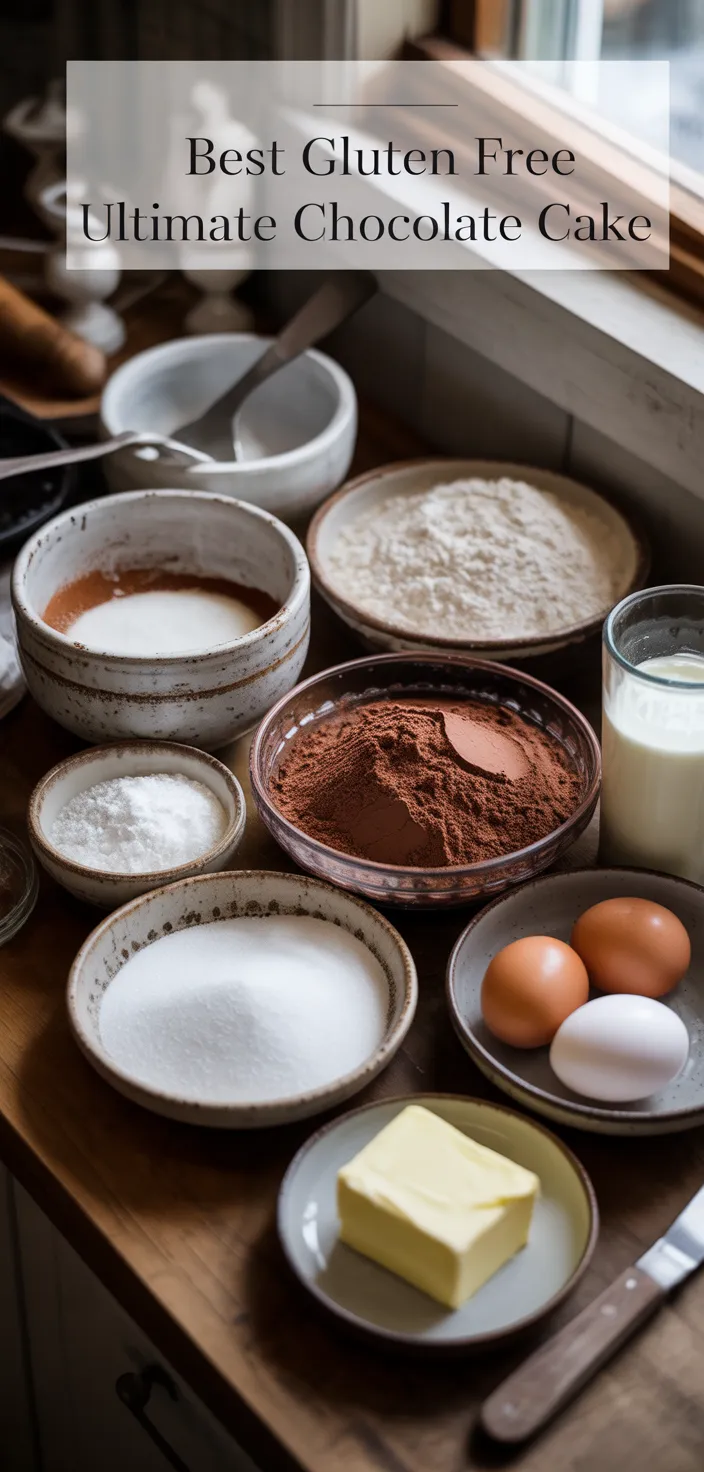 Ingredients photo for The Best Gluten Free Ultimate Chocolate Cake Recipe