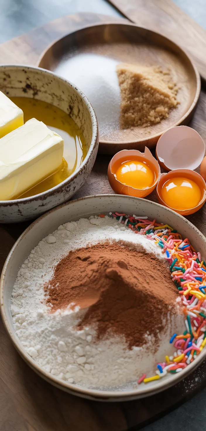 Ingredients photo for Brownie Birthday Cake Bars Recipe