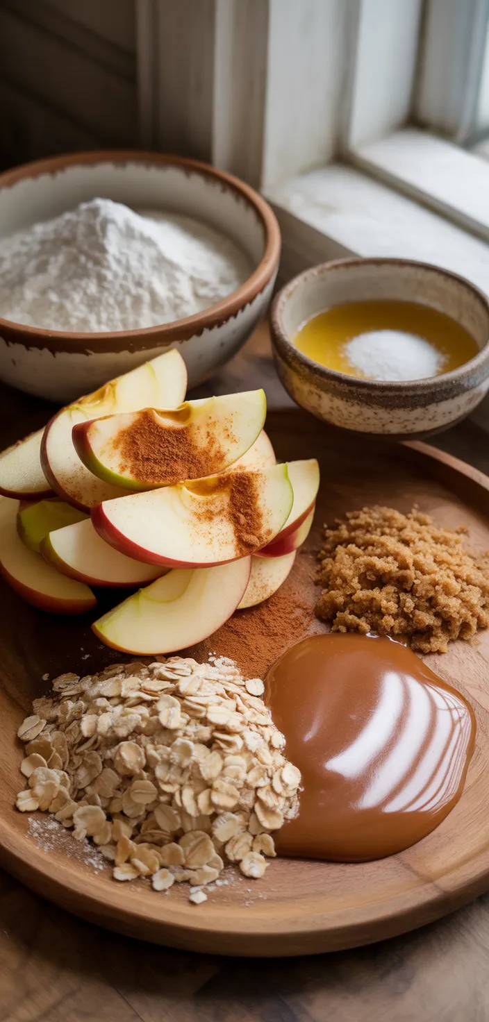 Ingredients photo for Caramel Apple Crumb Bars. Recipe