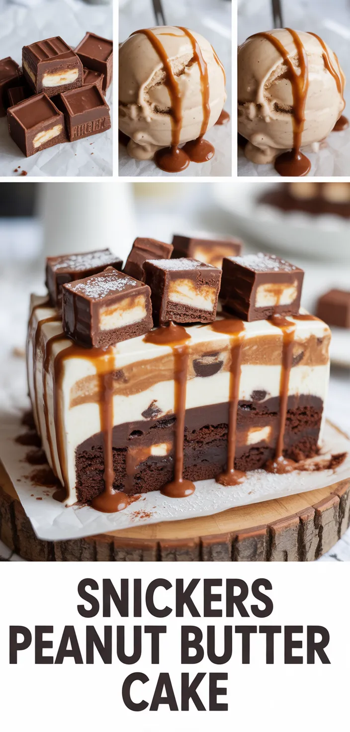 A photo of A Super Decadent Snickers Peanut Butter Brownie Ice Cream Cake! Recipe