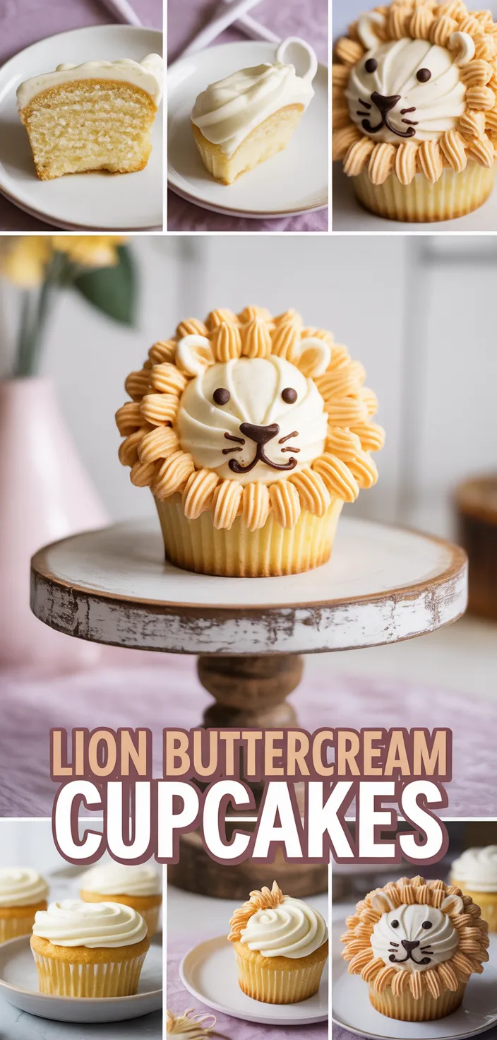 A photo of Lion Cupcakes: Adorable Buttercream Design W/ Video Tutorial Recipe