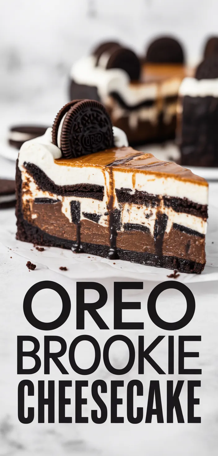 A photo of Oreo Brookie Cheesecake Recipe
