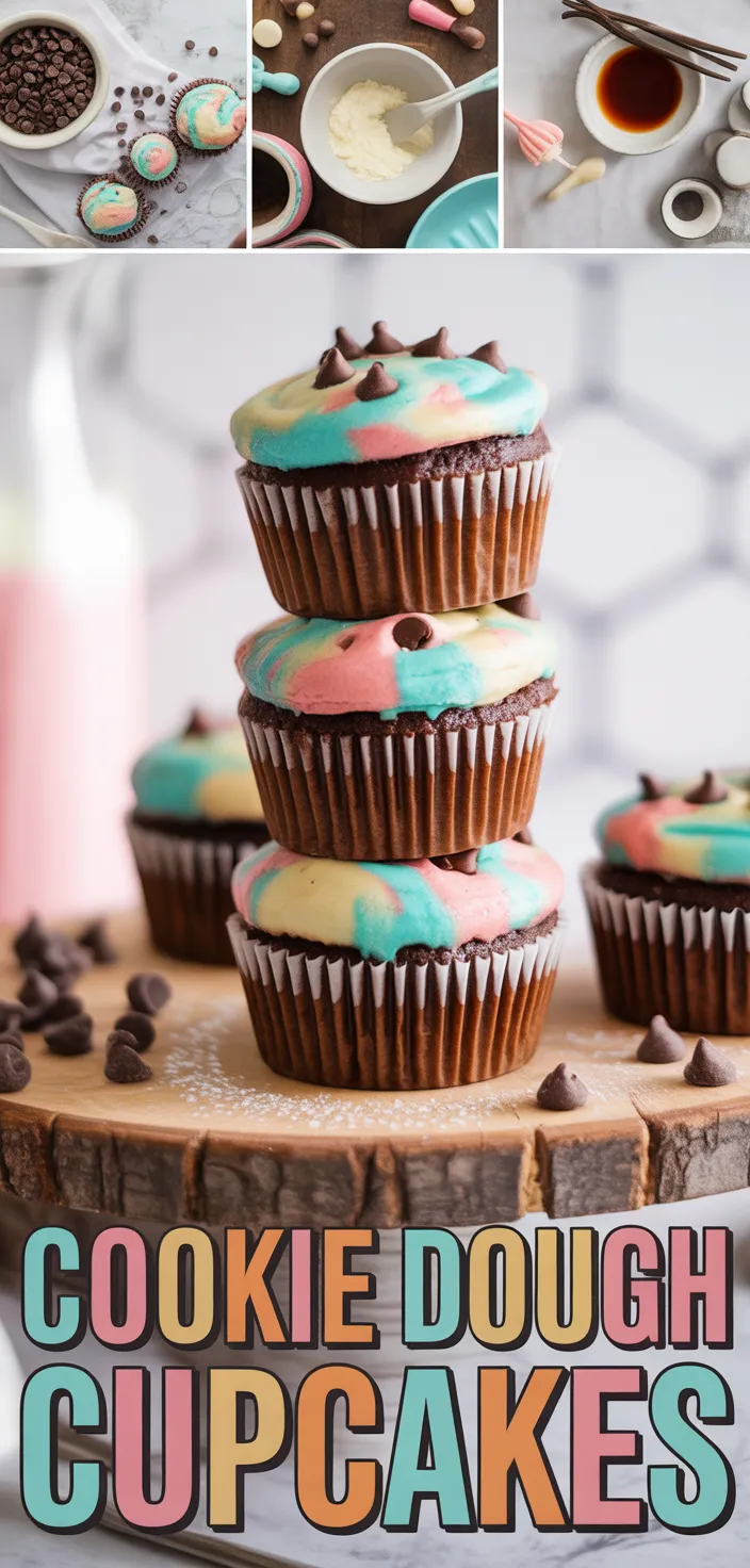 A photo of These Chocolate Chip Cupcakes With Cookie Dough Frosting Will Be The Hit Of Your Next Party! Recipe