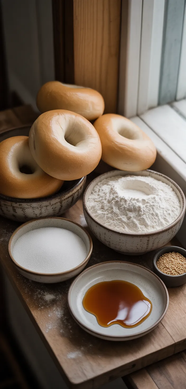 Ingredients photo for Easy (& Delicious) Homemade Bagels Recipe