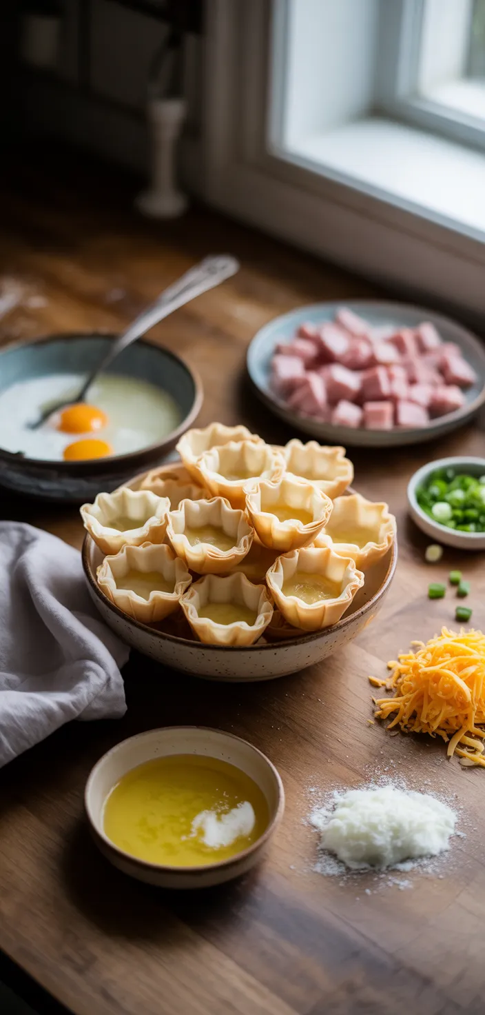 Ingredients photo for Easy Ham & Cheese Mini Quiches Perfect For Sunday Brunch Recipe