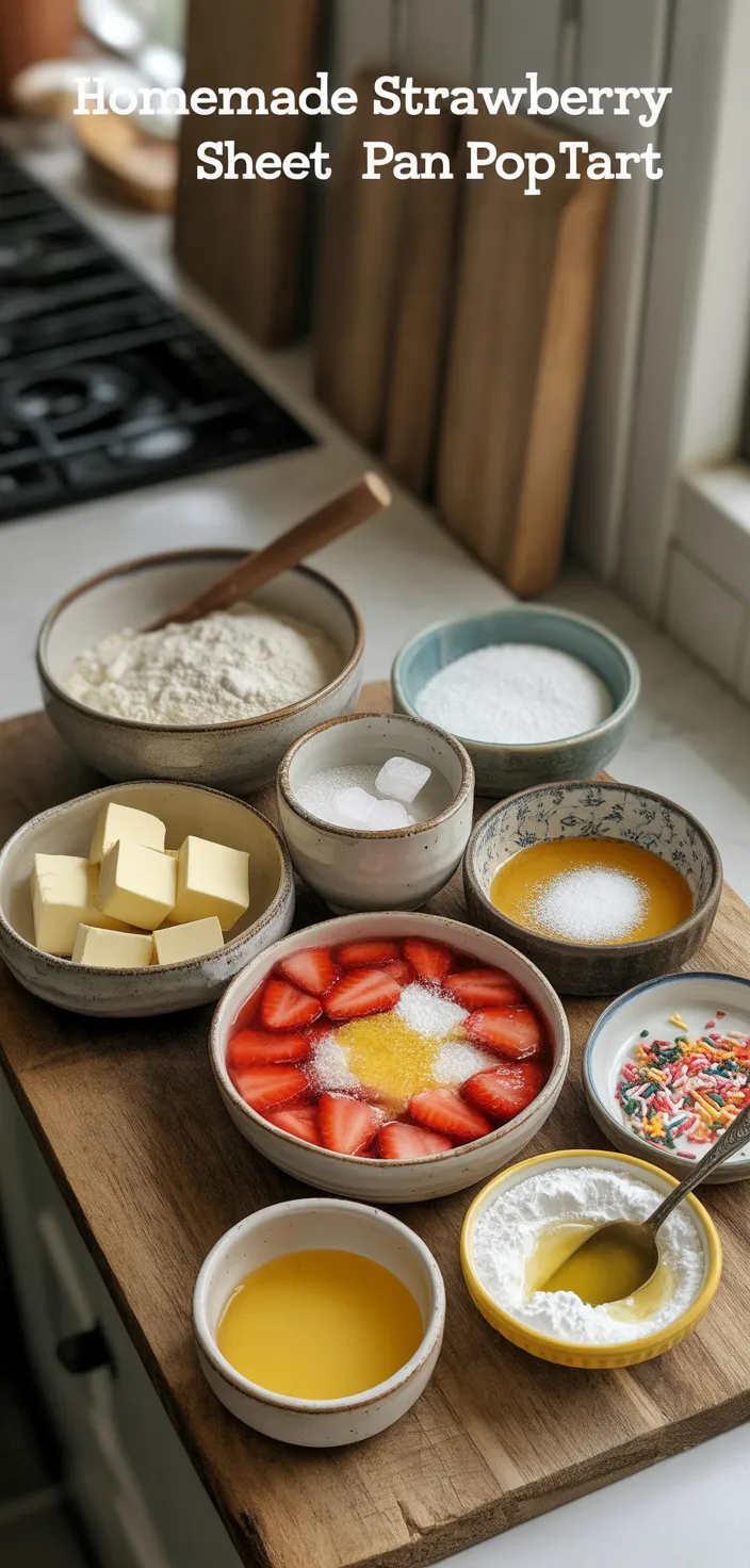 Ingredients photo for Homemade Strawberry Sheet Pan Pop Tart Recipe
