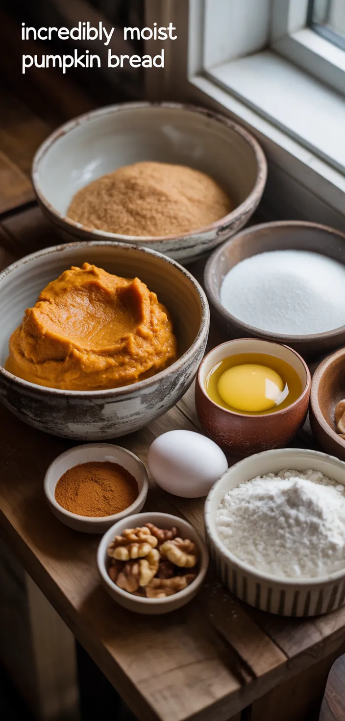 Ingredients photo for Incredibly Moist Pumpkin Bread Recipe
