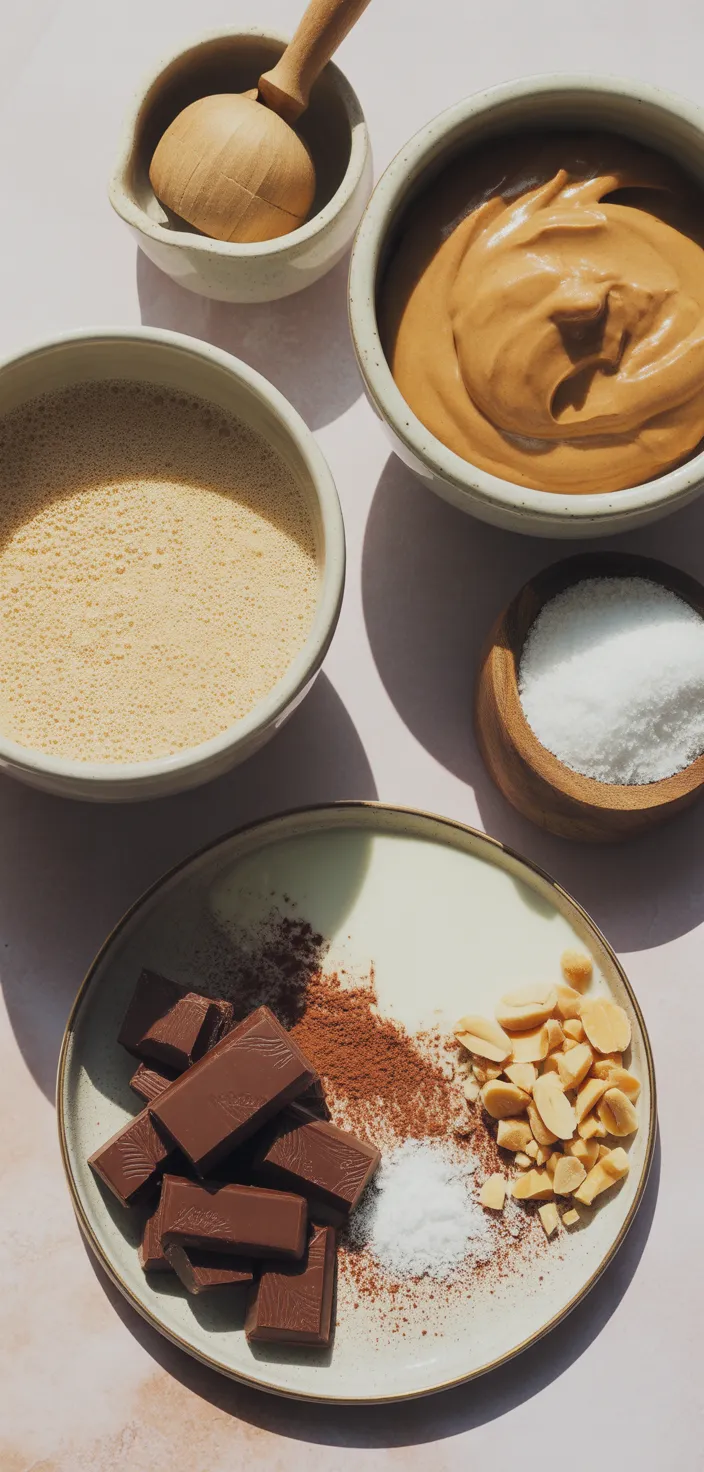 Ingredients photo for Vegan Peanut Butter Mousse (with A Chocolate Ganache!) Recipe